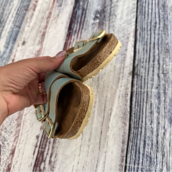 Birkenstock Yao Washed Blue Leather Sandals - Picture 6 of 8